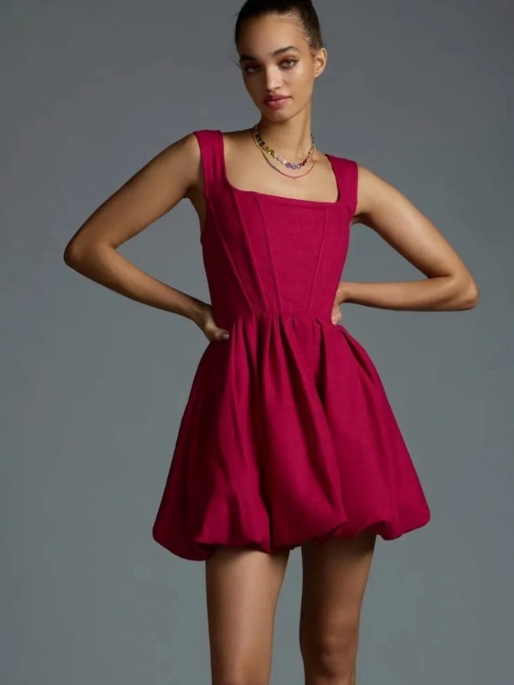 NWT Aureta x Anthropologie | Corset Bubble Dress Mini Raspberry Pink | Size 12
